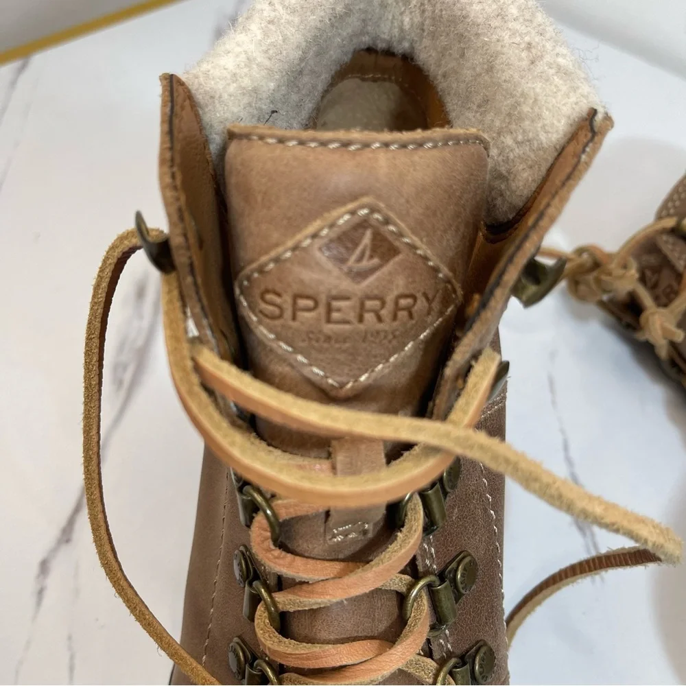 Sperry Women's Wedged Leather Ankle Boots Lace Up Comfort Sz 8M Celeste Bliss
